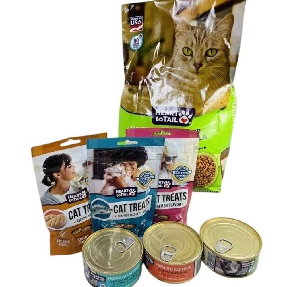 Heart To Tail Premium Adult Cat Starter Food Kit - Dry And Wet Food W 3 Treats